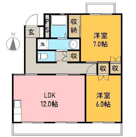 ミルフィオーレ(2LDK/1階)の間取り写真