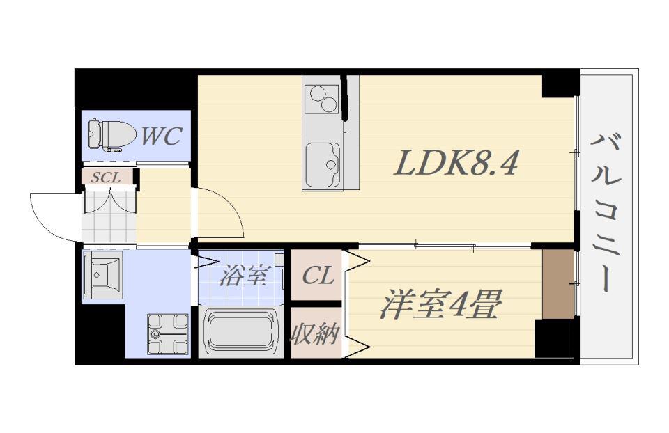 ラルーチェ平田橋(1LDK/5階)の間取り写真