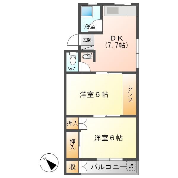 春里ビル(2DK/3階)の間取り写真