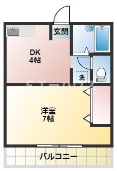 バードハイツ(1DK/1階)の間取り写真