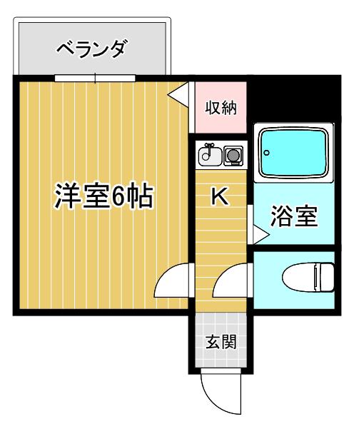 ロイヤレスト芦原(1K/6階)の間取り写真
