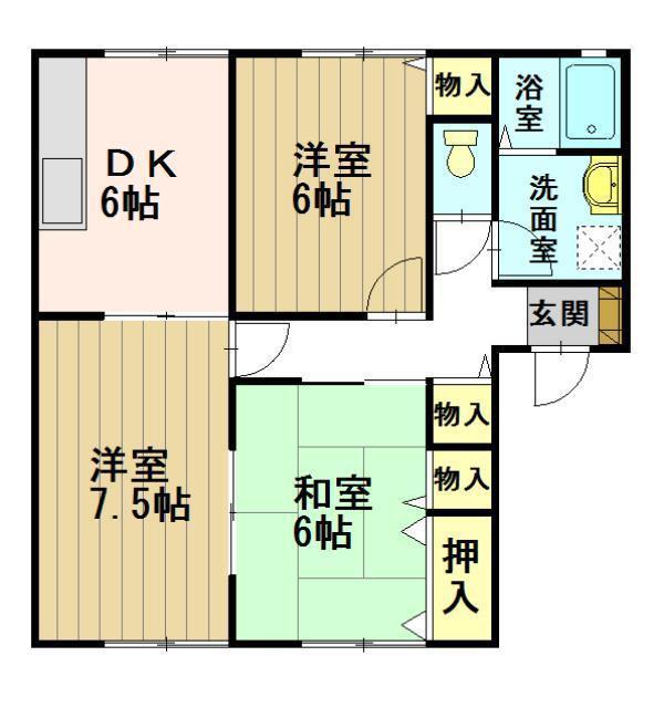 田園ファミーユ(3DK/1階)の間取り写真