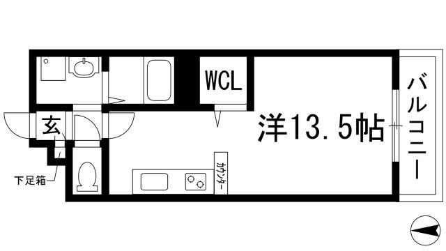アンプルールクラージュ 平野(ワンルーム/1階)の間取り写真