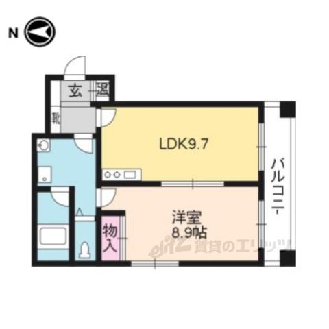 ルミノーサ三条小川(1LDK/4階)の間取り写真