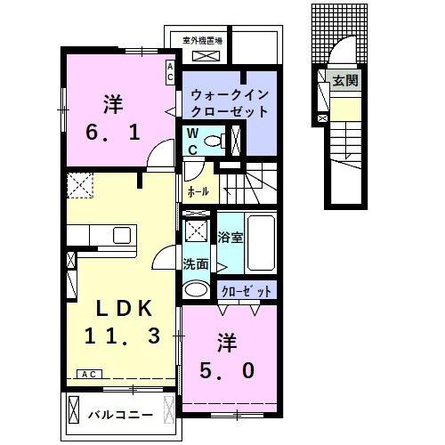 フィオーレ加賀野 B(2LDK/2階)の間取り写真