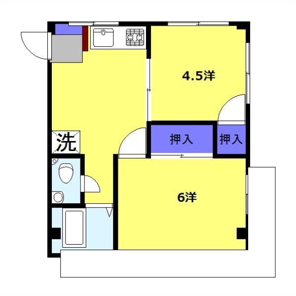 彦坂ビル(2DK/3階)の間取り写真
