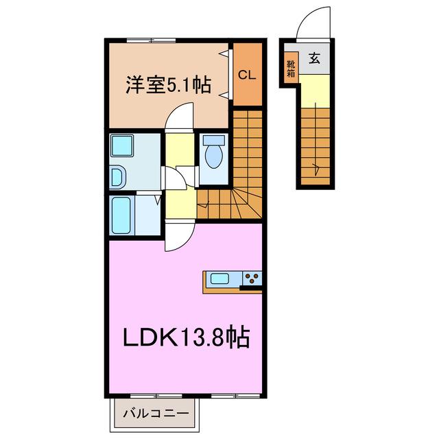 LEGAME(1LDK/2階)の間取り写真