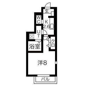 レーニアII(1K/1階)の間取り写真