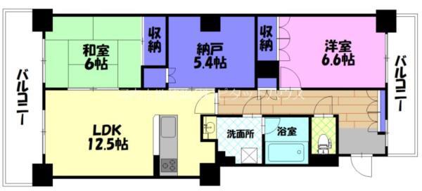オヴェスト宇都宮ザタワー(2SLDK/8階)の間取り写真