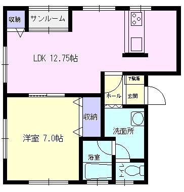 ホワイトエンジェル(1LDK/2階)の間取り写真