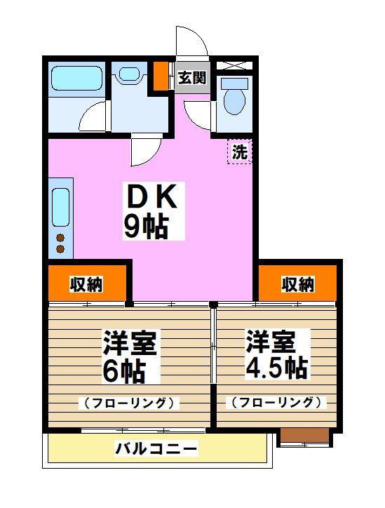 榎本第一ビル(2DK/2階)の間取り写真