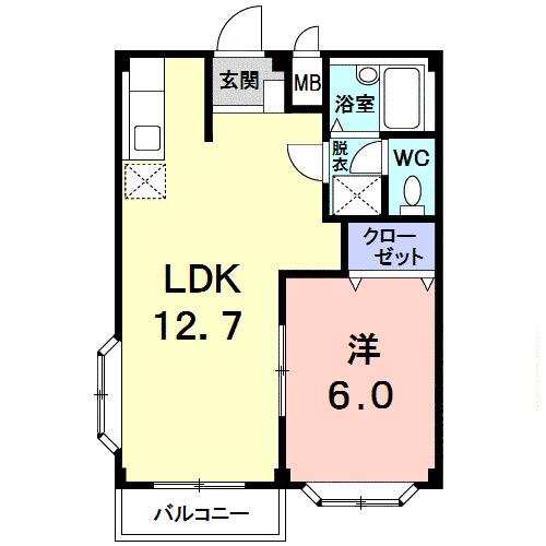 ペアハイツ三鷹B(1LDK/2階)の間取り写真