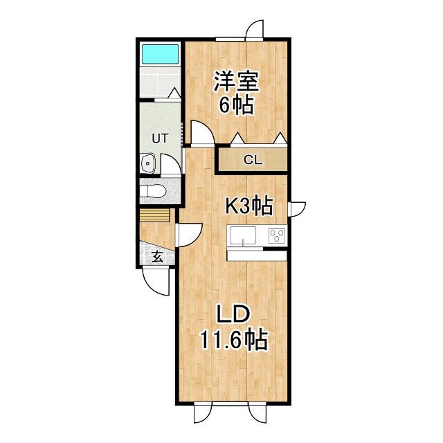 レジデンスやまと六号館(1LDK/2階)の間取り写真
