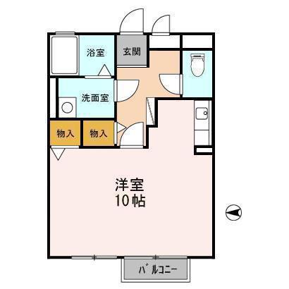 セジュールKEI(ワンルーム/1階)の間取り写真
