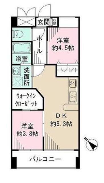 アビオン中野坂上(2DK/3階)の間取り写真