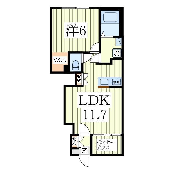 草深 アパート工事 北側(1LDK/1階)の間取り写真