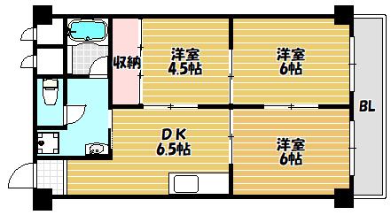 リアライズ住道南(3DK/2階)の間取り写真