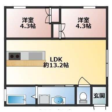 LANAI(2LDK/4階)の間取り写真