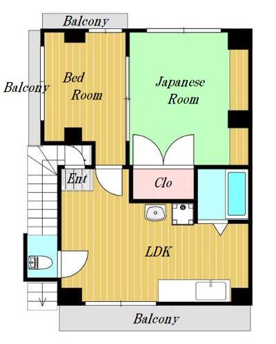 澤田ビル(2LDK/3階)の間取り写真