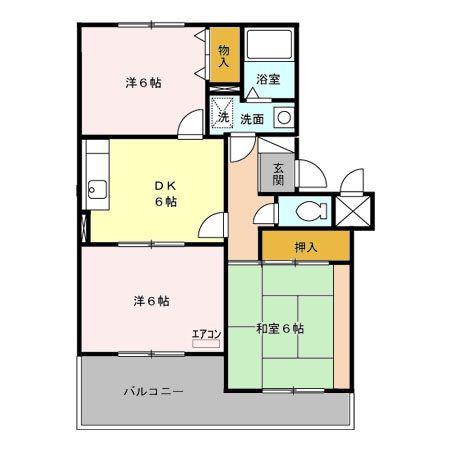 ヴァンベールソフィア(3DK/2階)の間取り写真
