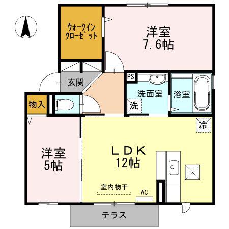 ソレイユ藍住(2LDK/1階)の間取り写真