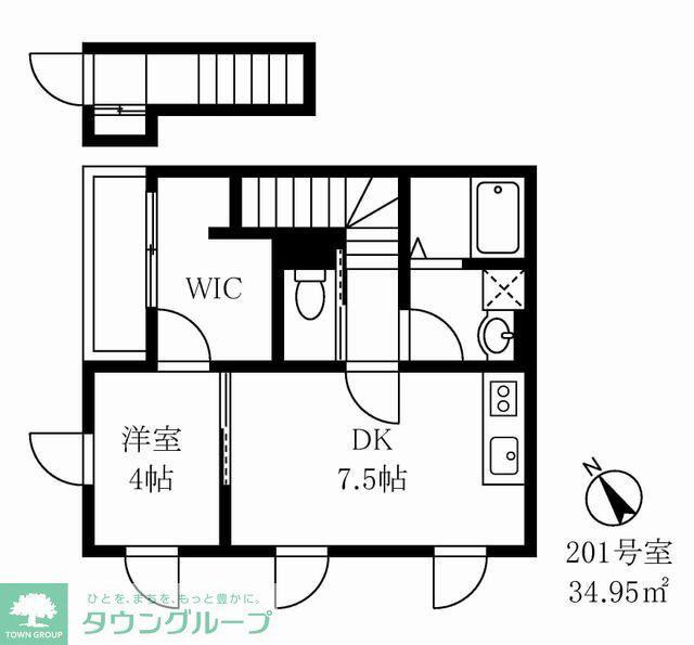 カレントカジマヤ(1LDK/2階)の間取り写真