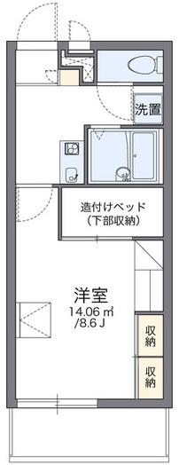 レオパレス麦の穂(1K/1階)の間取り写真
