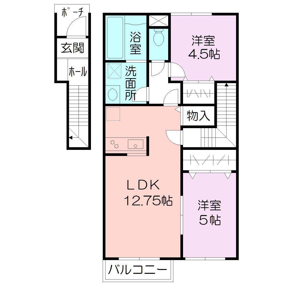 PRENDRE TWO(2LDK/2階)の間取り写真