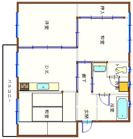 藤山台団地東(3DK/2階)の間取り写真