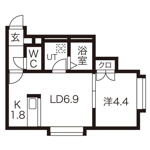 ヴィラージュ手稲本町(1LDK/2階)の間取り写真