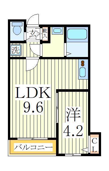 ガーネット柏(1LDK/1階)の間取り写真