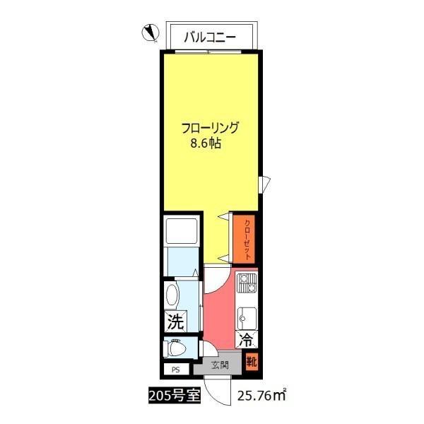 グランディール北千束(1K/2階)の間取り写真