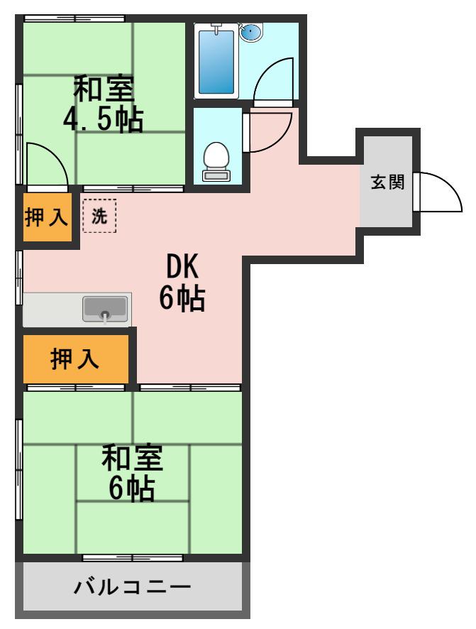 ストークハイツ鈴木(2DK/2階)の間取り写真