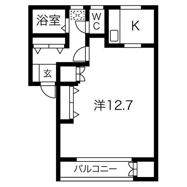 サンライフ都南B(1K/2階)の間取り写真