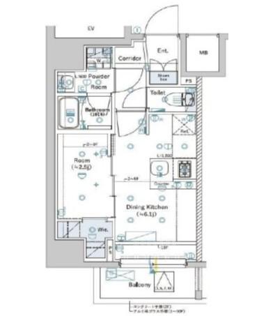 SYFORME WASEDA(1DK/6階)の間取り写真