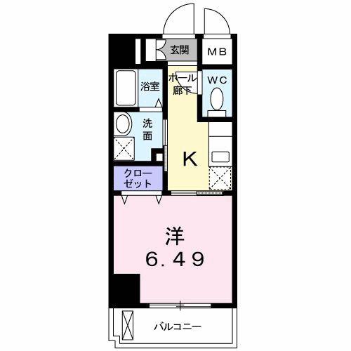 キアーラ(1K/9階)の間取り写真