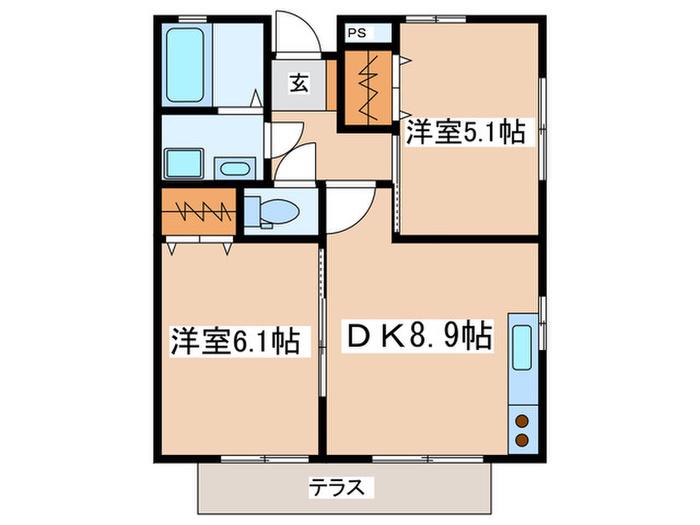 フォレスタ(2DK/1階)の間取り写真