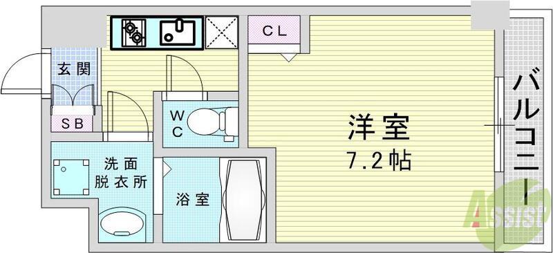 アークグラン大阪ウエスト(1K/5階)の間取り写真