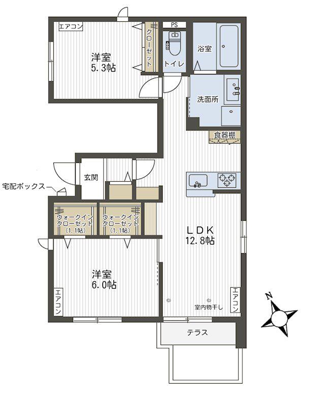 カーサ フェリーチェ(2LDK/1階)の間取り写真