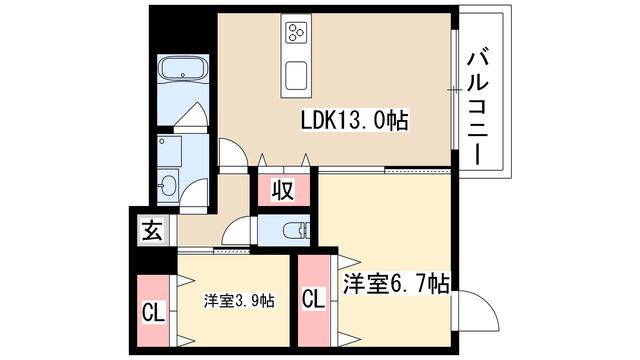 ヴェルム東別院(2LDK/2階)の間取り写真