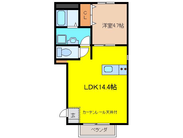 ハレルヤ サチ(1LDK/1階)の間取り写真