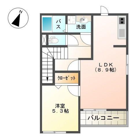 サン アルチェB(1LDK/2階)の間取り写真