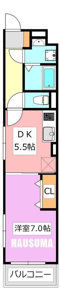 GREEN GROVE(1DK/3階)の間取り写真