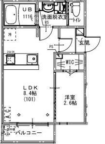 KEIAI RESIDENCE せんげん台VII(1LDK/3階)の間取り写真