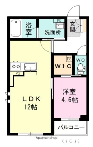 ヴァンベール(1LDK/1階)の間取り写真