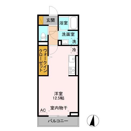 レフィナード(ワンルーム/3階)の間取り写真