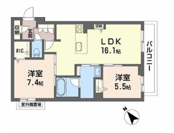 REFIANT東谷山(2LDK/2階)の間取り写真