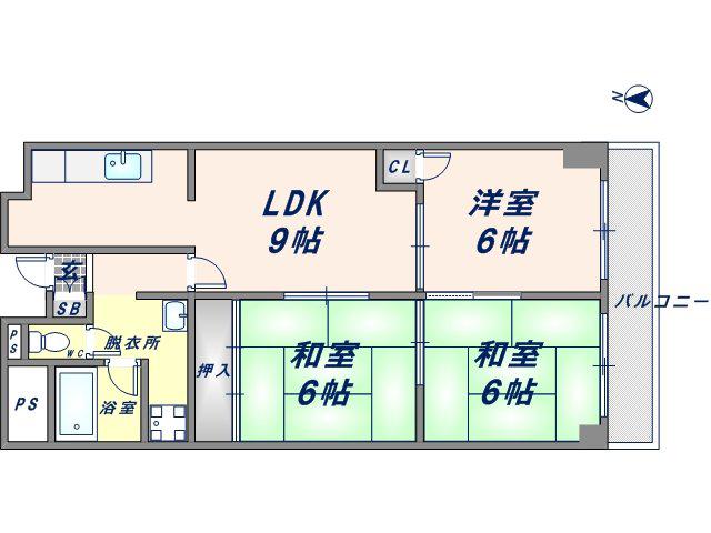 アバ・ハイム西村(3LDK/4階)の間取り写真