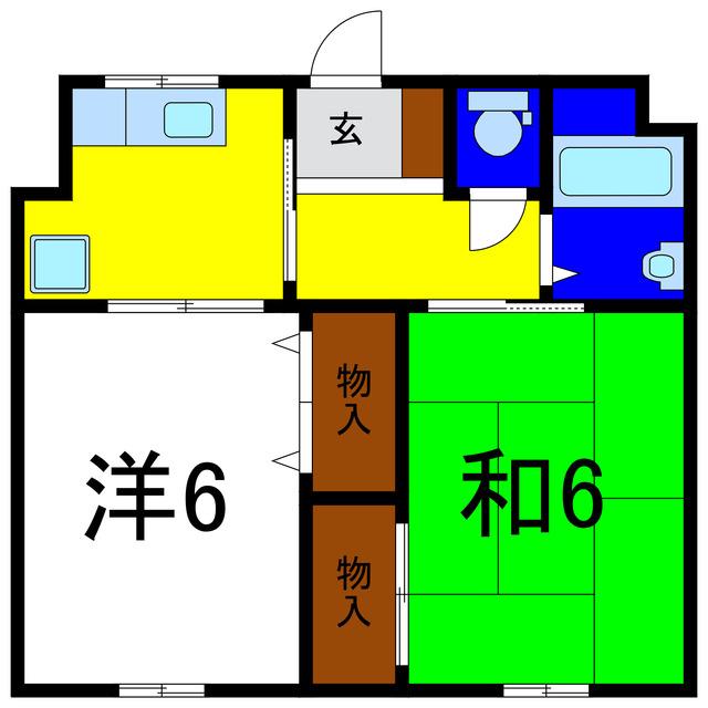 新浜マンション(2K/1階)の間取り写真