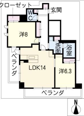 ジョイフル砂田橋CASA EST(2LDK/4階)の間取り写真
